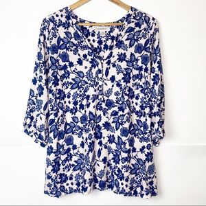 NWOT Motherhood Teal Floral Tie Waist Peasant Top